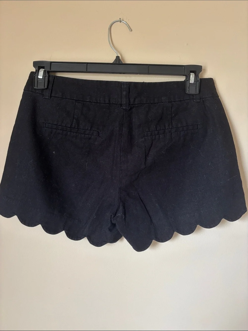 J. Crew Black Scalloped Hem High-Waist Women's Shorts